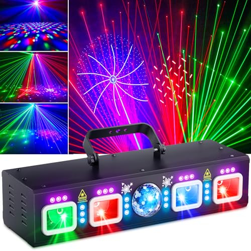 Ehaho 6 en 1 Luces Discoteca L2900 | 3D RGB Luz Discoteca con Musik Sonido Activado | Luces DJ con Mando a Distancia | Iluminación de Escenario con DMX512 para Fiestas, Halloween, Bar, Club, Rave
