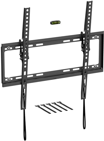 D-Line TV Wall Bracket for 32-70 Inch TVs, Low Profile Tilting TV Wall Bracket with Spirit Level, Slim Tilt TV Mount - VESA 200x200mm - 400x400mm, Holds up to 50kg