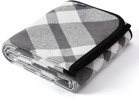 ACUSHLA Merino 58% Wolldecke Decke Kuscheldecke Große Super Soft Sofadecke Wohndecke Tagesdecke Bettüberwurf Warme Gehäkelte Winter Blanket (160x200 cm |Schottisches Karomuster Grau)