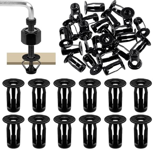 Glarks 25 Kit écrou de vérin métrique M4 écrou à pétales noir écrou d'expansion fixation mince ensemble de chevilles pour mur creux fil de peau de fer dans une paroi molle mince