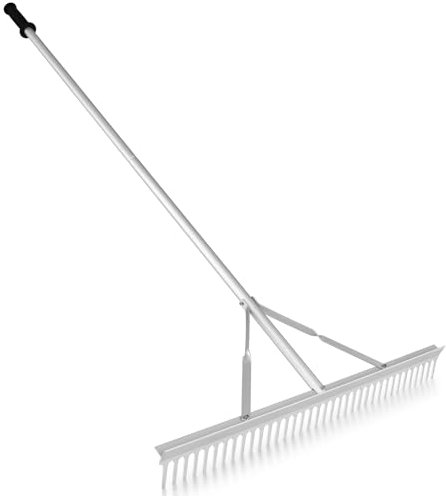 SOARS Râteau Jardin en Aluminium, Large Tête de 91 CM avec 36 Dents, Manche 174 CM, Aérateur Gazon pour l'Entretien de la Pelouse, Paysage (Style B)