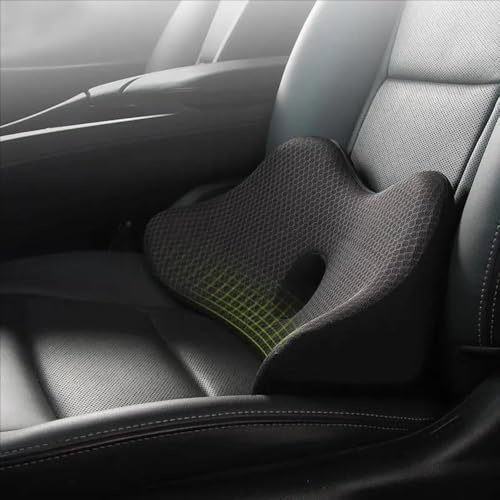 Cojin Lumbar Coche,Cojin Coche Conductor,Cojín Coche, Asiento Conductor Coche Cómodo Espuma Con Memoria,Soporte Lumbar Coche Transpirable Lavable,Cojines De Asiento Para Todos Los Modelos,Negro