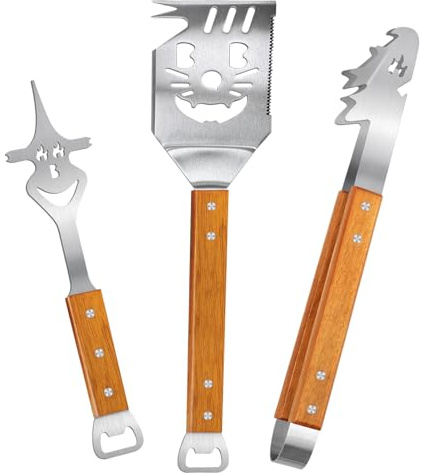 BBQ Tools Set with Grill Spatula,14-in-1 Grill Utensils with Spatula,Fork & Tongs,Heavy Duty Stainless Steel Barbecue Accessories, for Men & Grill Masters Camping (BBQ Tools Set)