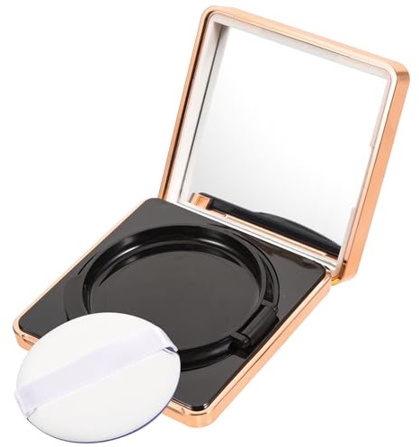 TOGEVAL Boîte Vide Compacte pour Fond de Teint Magnétique avec Houppette et Miroir, Étui Portable Blanc et Rose Doré, Étui à Coussin de Poudre pour Maquillage, Contenant Réutilisable