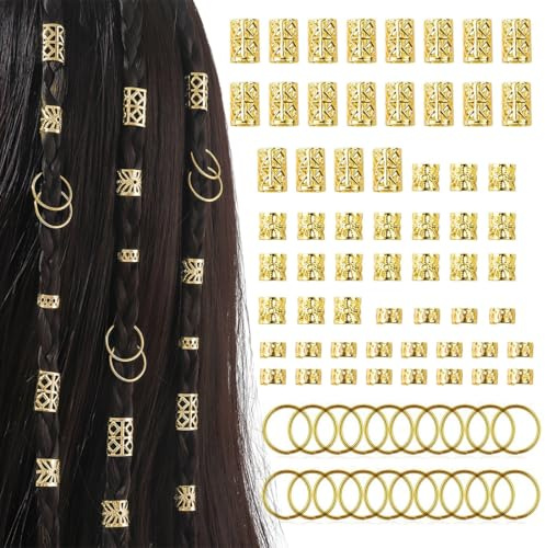 MUNZE 80 Pirate Bijoux Cheveux Dorés, Accessoires Réglables Pour Tresses & Dreadlocks, 4 Styles Pour Hommes, Femmes (Standard)