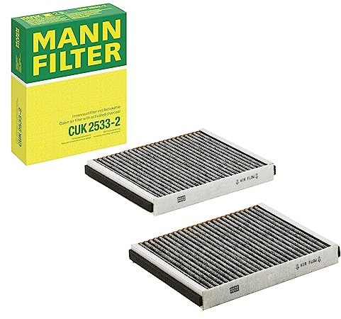 MANN-FILTER CUK 2533-2 Innenraumfilter/Kabinenluftfilter - Pollenfilter mit Aktivkohle - (2er Set) für Pkw + Transporter