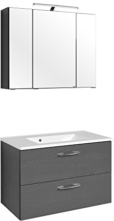 Held Möbel Portofino Waschtisch-Set 80, Holzwerkstoff, Graphitgrau, 48 x 80 x 54 cm