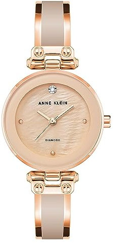 Anne Klein Damenuhr rosa-roségold mit echtem Diamant und Spangen-Armband