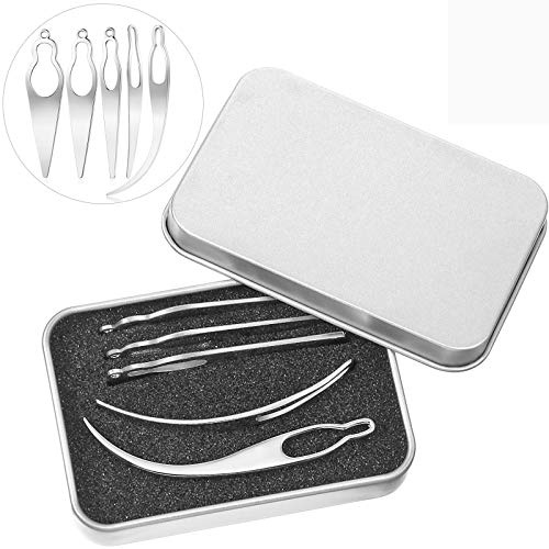 5 Pièces Outil de Dreadlocks Artisanat Dreadlocks Extensions de Cheveux Aiguille de Crochet de Cheveux Outil de Cheveux Crochet Tissage avec 1 Boite Cadeau en Métal Argent pour Locs Différents(Argent)