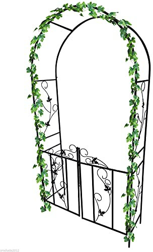 Garden Arch Metal Rose Plant Climbing Trellis Archway Climber Arched Frame With Gate