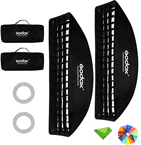 Godox 12x 47/30x120cm Softbox Reflector Modifier with Honeycomb Grid Bowens Mount Speedring for Photo Strobe Studio Flash Softbox for Godox AD600BM SK400II MS300 AD400Pro VL150 w/Carrying Bag (2Pcs)