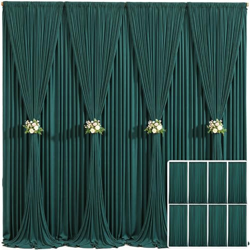 8 paneler jägargrön bakgrundsgardin för fester skrynkelfria mörkgröna fotogardiner bakgrundsdraperier tygdekoration för bröllop baby shower födelsedagsfest fotografi 12,2 m (B) x 3 m (H)