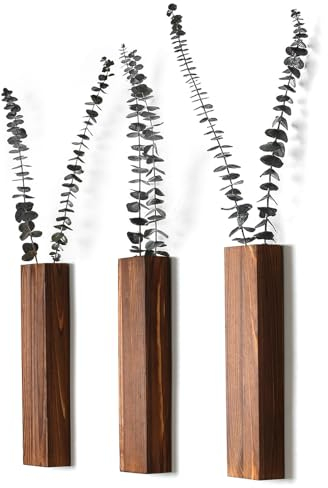 Sawoake Macetas de pared, decoración moderna de pared de madera para dormitorio y baño, jardineras contemporáneas, versátiles, decoración del hogar para flores secas y plantas verdes artificiales