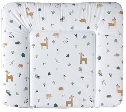 Rotho Babydesign Wickelauflage breit (85 x 72 cm) - wickelauflage - wickeltischauflage - abwaschbar - wickelmatte - wasserdicht - Motiv Waldtiere