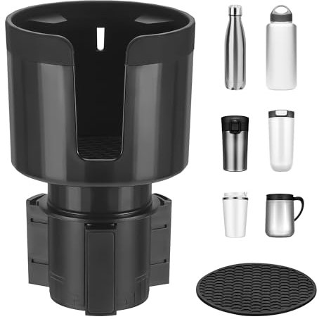 MICHIHOMIE Car Cup Holder Expander, Adjustable Car Drink Holders with Coasters, Expandable Insert, Fits Bottles in 0.5-1.4 L (7-10.5 CM)