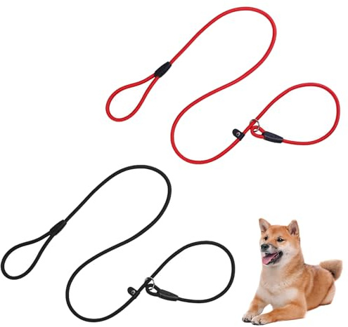 2 correas deslizantes para perros, correa de entrenamiento ligera de 1,3 m, correa ajustable para mascotas, para entrenamiento de mascotas, sin necesidad de arnés o collar, para perros pequeños (negro