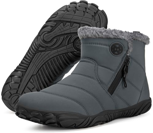 Gaatpot Barefoot Bottes d'hiver Femme Homme Chaud Bottines de Neige Chaussures Larges pour Pieds Nus Confort Antidérapant Grigio 40