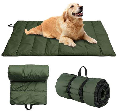 Tmefoy Manta para perros para viajes, 110 x 68 cm, lavable, impermeable, cama para perros, cojín para perros al aire libre, manta de viaje para perros, para viajes, camping (verde militar)