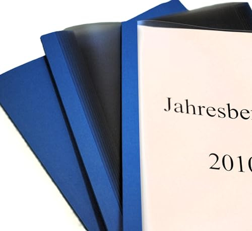Thermobindemappen DIN A4 mit Leinenstruktur Ozeanblau/transparent satiniert, VPE = 50 Stück Dokumentenbindung (2,0 mm = 11-20 Blatt)