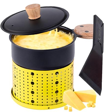 VolksRose Raclette Fondueset mit Kerzenantrieb - Tragbarer Raclettekessel für 2 Personen - Multifunktionaler Mini-Tischwärmer für Schokofondue-/Käsefondue - Topf 300ml für Büro, Camping, Zuhause