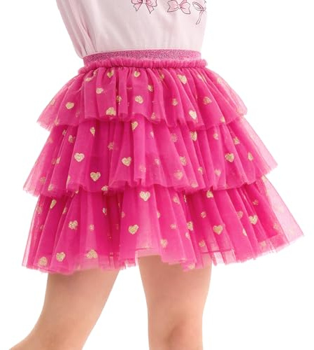 Miipat Gonna per Bambina 3 Strati Tulle Ragazze Tutu Gonne Principessa con Fodera tutù per Bambini Festa Danza Compleanno(Rosso Rosa, 4-5 Anni)