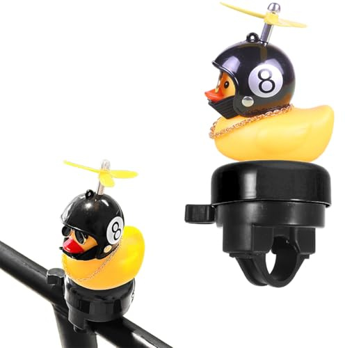 LEPGUYO Sonnette de Vélo Canard en Caoutchouc avec Casque & Hélice, Rigolote – Son Fort, Accessoire Velo pour Vélo, Scooter, Tricycle, Cadeau de Fête pour Tous
