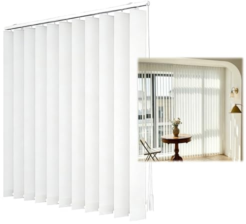 Générique Occultant Store à Lamelles Verticales 70 130 170 300 200 90 100 160 190 cm, Rideau Coulissant Blanc en Tissu pour Maison Appartement, Stores Californien Kit Complet Anti-UV(90cmWx120cmH)
