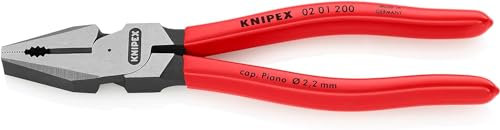 Knipex High Leverage Combination Pliers black atramentized, plastic coated 200 mm (self-service card/blister) 02 01 200 SB