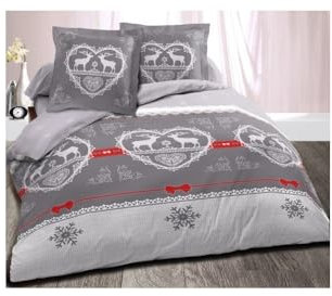 Alpes Blanc - Funda Nórdica Cubre Cama Ropa Cama (200 x 200 cm), Diseño con Motivos de Invierno, Color Gris