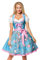 Dirndline Damen Dirndl mit Blumensch?rze Kleid f?r besondere Anl?sse, blau/pink, 3XL