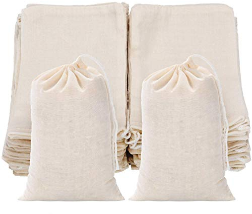 Cotton Bags,60 Pcs Small Cotton Drawstring Bags Natural Muslin Bag Cotton String Bags for Wedding/Party/Festival/Storage/Decorating/DIY Bag (10 x 15 cm)