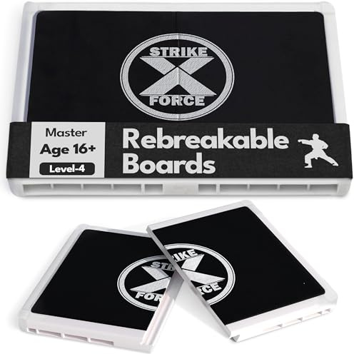 STRIKEXFORCE Rebreakable Punching Boards, Taekwondo Karate and Martial Arts Board for Kids and Adults, Boxing Equipment and Kickboxing (Black/Expert)