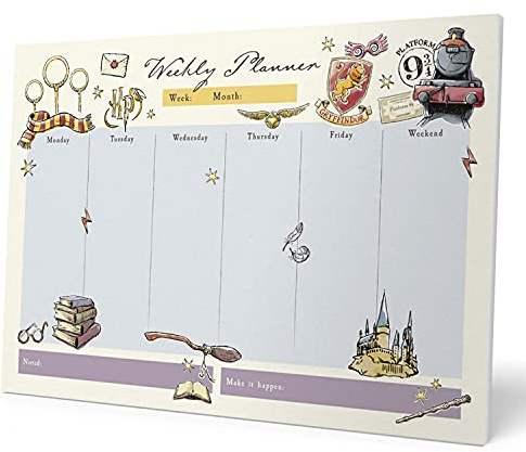 Grupo Erik Weekly Planner A4 - Harry Potter Gifts Under 10 Ponds | Undated Daily Planner Family, Desk Calendar, 54 Tear Off Pages Notepad | Harry Potter Stationery