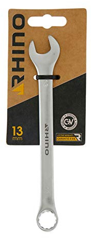 RHINO - Clé Mixte 13 mm, clé de Serrage, clé à Anneau et clé à Fourche combinés - Diamètre 13 mm - Haute qualité - Fabriqué en Acier (Chrome Vanadium) - Garantie à Vie - Plusieurs Tailles Disponibles