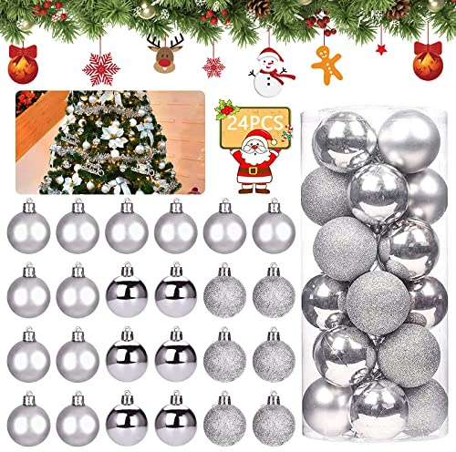 24 stycken julgranskulor, julgranskulor, set med julgranskulor, julgranskulor, träddekorationer, dekorativa kulor, jul, träddekorationer, julgranskulor, julgranskula, juldekoration 4 cm