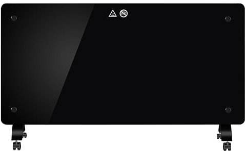 DONYER POWER 2000W Convector Heater, Ultra-thin Wall-mounted or Freestanding, Black Glass Panel