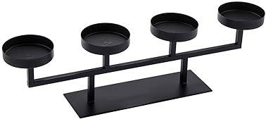 Spetebo Advents Ljusstake svart för 4 blockljus – 48 x 13 cm – fyrkantig ljuskrona i metall – adventskrona adventskrans, julbord, dekoration