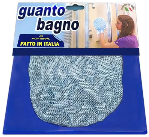 MONTERAL Guanto per la Pulizia del Bagno Cabina Doccia Sanitari Specchio - Realizzato al 100% in Viscosa - PRODOTTO IN ITALIA
