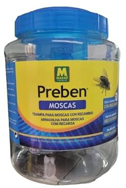 Trampa para Moscas con Recambio - Preben. Reutilizable. Ideal para Jardin, terraza, Piscina, Huerta.
