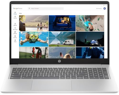 HP Chromebook 15a-nb0504sa 15.6 Laptop | Intel N100 | 4GB RAM | 128GB Storage | Dual speakers | HD Webcam | Full HD IPS Display | ChromeOS | Silver