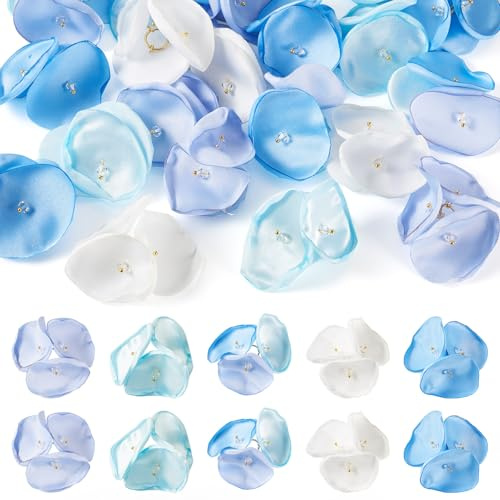 FASHEWELRY Lot de 20 pendentifs en forme de pétales de rose en soie 3D pour décoration de mariage, maison, guirlande, loisirs créatifs, Tissu