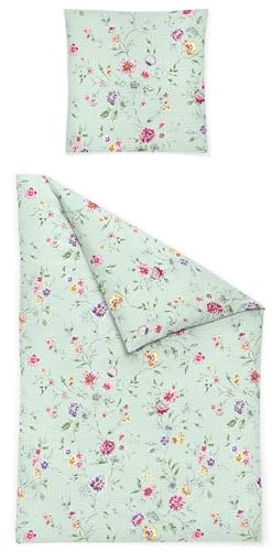 Bierbaum Biancheria da letto Seersucker 3524 Lind, 100% cotone, 135 x 200 cm + 80 x 80 cm