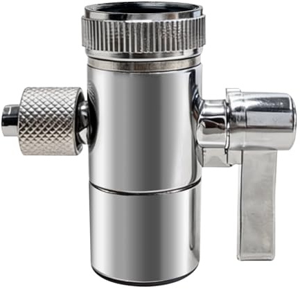 Raccord d'eau 3/8 OD - Robinet en cuivre nickelé - Valve d'inversion - Filetage intérieur M22 - Filtre à osmose inverse RO - Purificateur d'eau - Valve de commutation pour systèmes de filtration