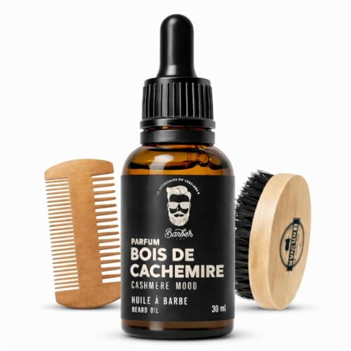 SND5 ORIGEN aceite de barba para hombre aroma cachemira con cepillo de madera y peine de doble cara kit cuidado barba para hidratar, suavizar y peinar barba corta o larga uso diario