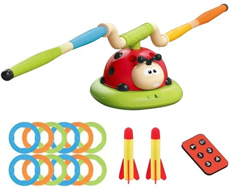 Genérico Juguetes de Juego de de Lanzamiento, Juego de Ring Ladybug Juguetes, Toy Rocket Lanza para niños, Juegos de jardín de niños pequeños con Control Remoto para casa, al Aire Libre, Patio, Patio