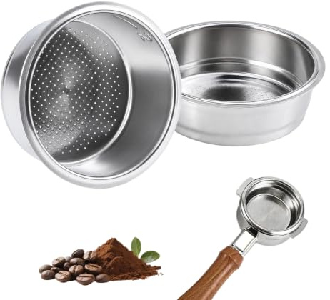 2 Piezas Filtro Café Portafiltro Espresso, 1 y 2 Tazas Filtro Portafiltro Estándar, Tamiz Acero Inox para Máquina Café Filtro Reutilizable, Accesorios Café
