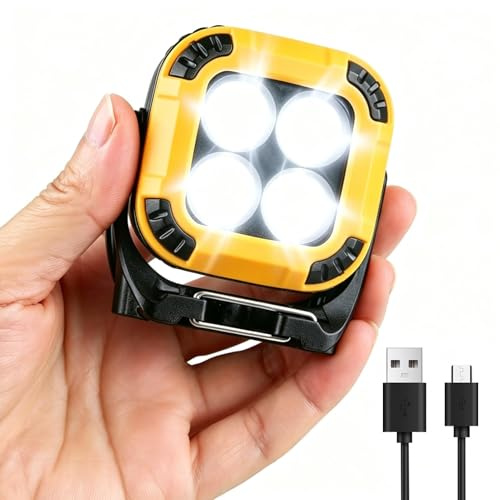 20W LED Rechargeable Work Light, 900LM Portable Magnetic COB Floodlight | 4 Lighting Modes & 4 Brightness Levels, 360° Rotatable USB Rechargeable IPX6 Lamp for Outdoor, Camping, Car Repair, Emergency