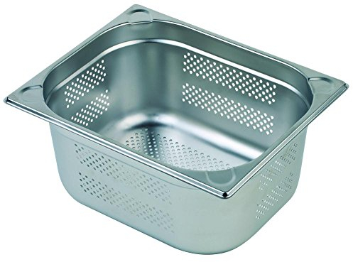 APS 81905 GN 2/3 Behälter, Edelstahl, 35,4 x 32,5 cm, Tiefe 65 mm, 5,5 Liter, Boden- und Seitenlochung