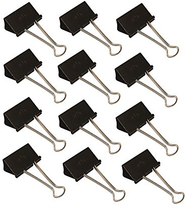Wedo 6421451 Foldback-klämmor, 12 stycken, lackerad metall avtagbara byglar, stark fjäder, 51 mm, svart/silver