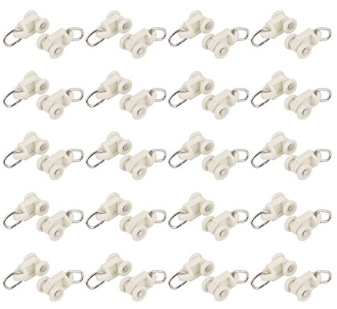 sourcing map 40 Piezas De Plástico 10 mm Diámetro Rueda Oval Anillo Cortina Rodillos Portadores Blanco